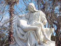 statue of crucified Jesus and Mother Mary 
