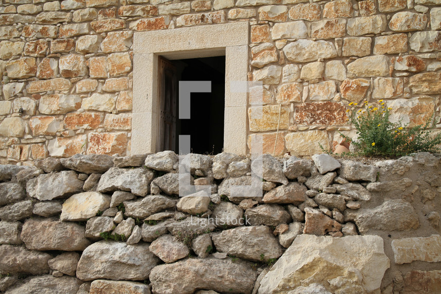 Door in stone wall