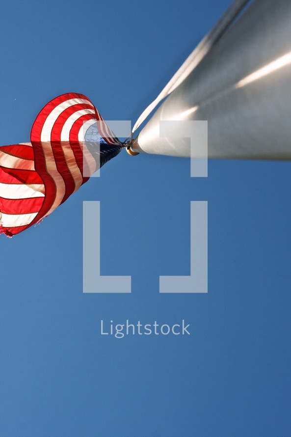 American Flag flying on a flag pole