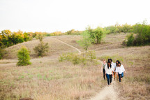 path, walking, African American, friends, friendship, outdoors, woman, hill, trail