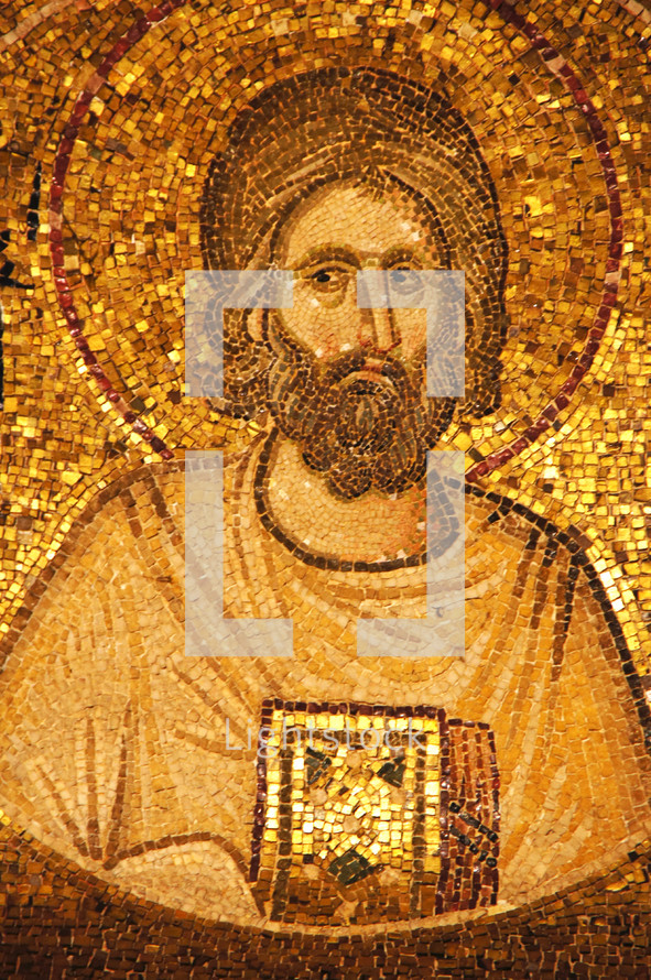 Ancient golden mosaic of John the Baptist