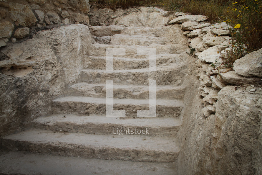 Stairs carved in stone in Meggido, Israel
