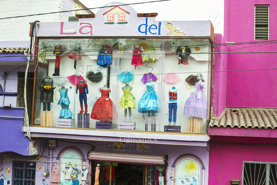 colourful childrens shop in mexico
