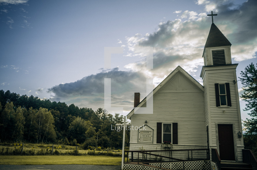 a small white rural church 