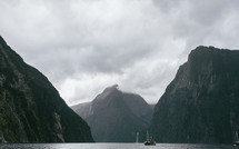 ships on the water in New Zealand 
