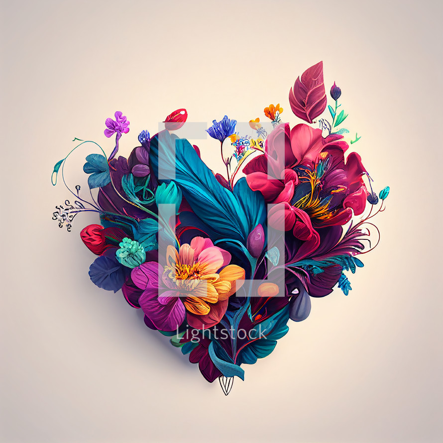A colorful, floral heart