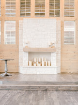 candles in a fireplace 