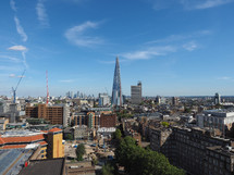 LONDON, UK - CIRCA SEPTEMBER 2019: View of the city of London skyline with the Shard skyscraper by Renzo Piano