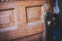 an open door in old house