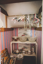 old cupboard with trinkets and memories