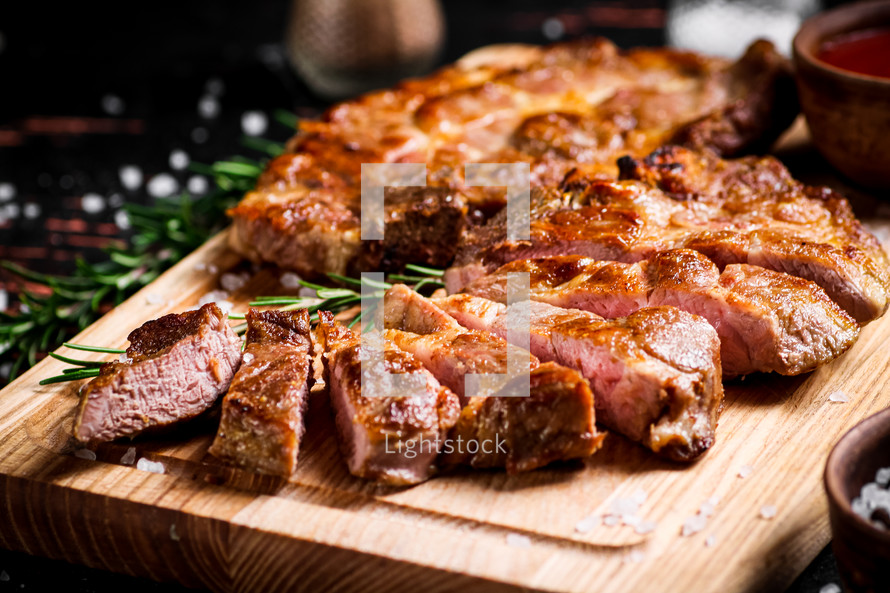 Grilled pork steak with rosemary. High quality photo