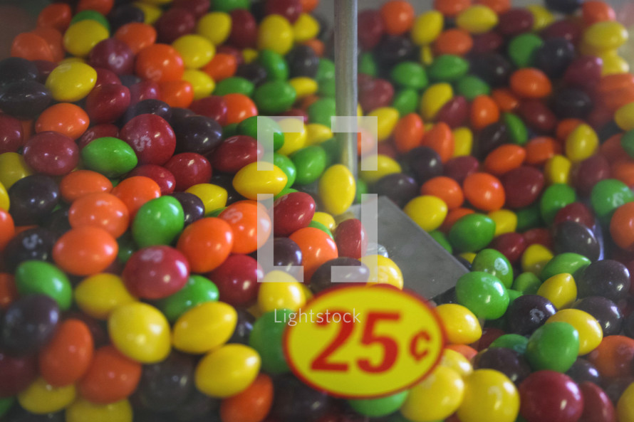 Skittles in a candy machine 