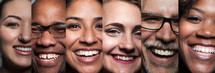 Close-up portraits of six smiling people.