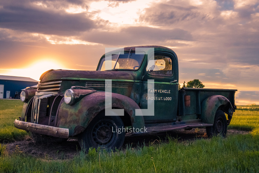 old green farm truck 