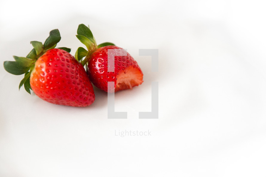 bite out of a strawberry
