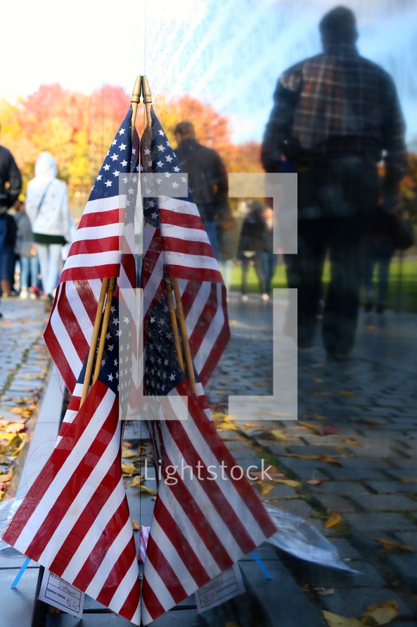 American flag at a memorial 
