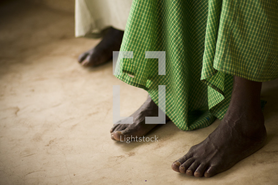A woman with bare feet