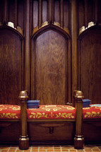 altar chairs with hymnals