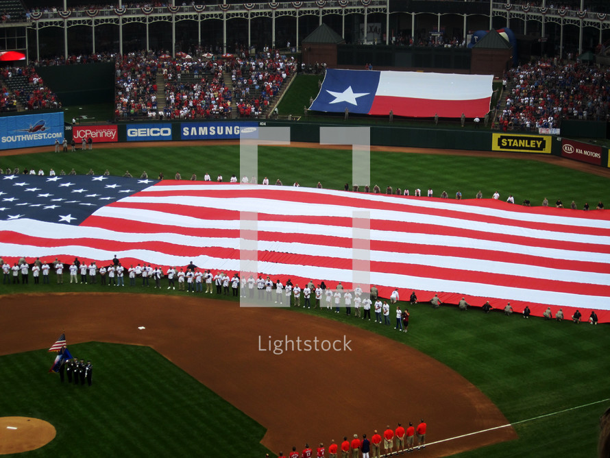 American flag at a ballpark 