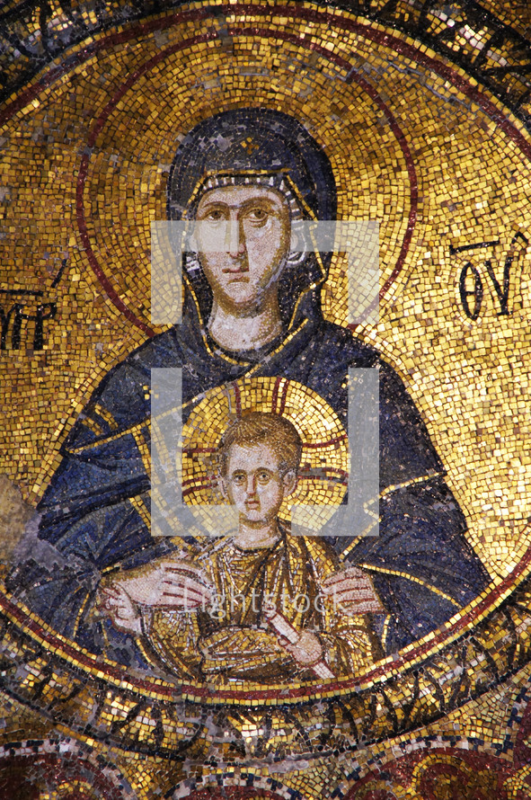 mosaic of Mary and Jesus
