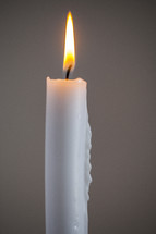 flame and wax dripping from a candle 