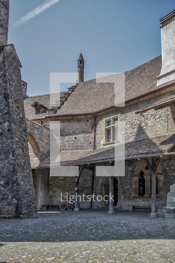 stone house and cobblestones 