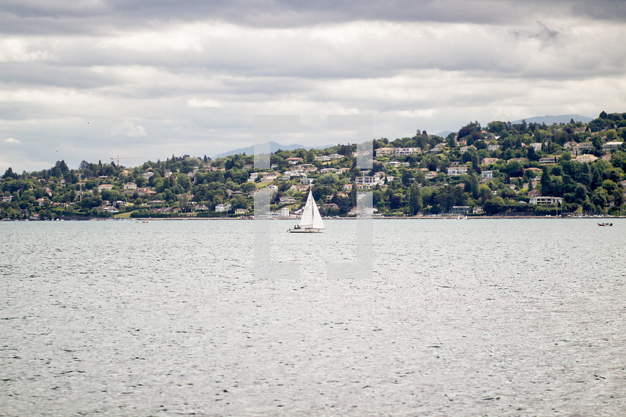 sailboat on the water in Switzerland 