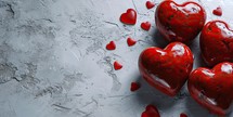Valentines day background. Red hearts on concrete background. Copy space.