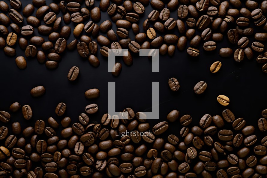 Coffee beans on a black background, can be used as a background