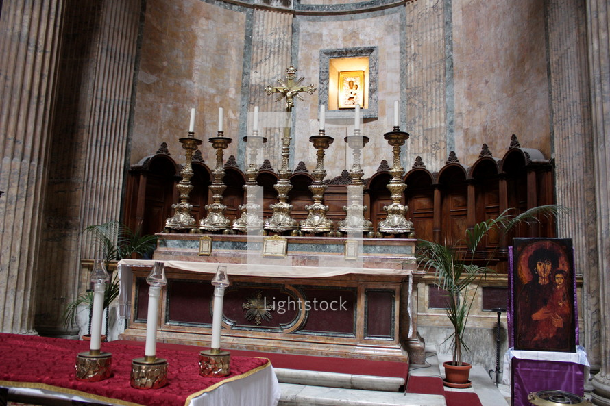 candlesticks at an altar 