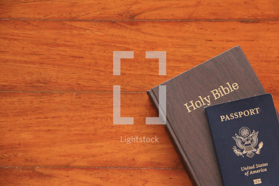 Mission trip, passport and Bible