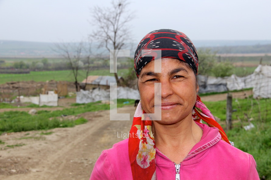Face of a Gypsey woman in Romania