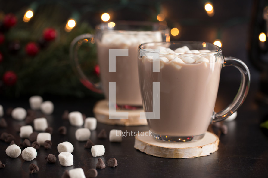 Hot Chocolate on a Table set for the Holidays