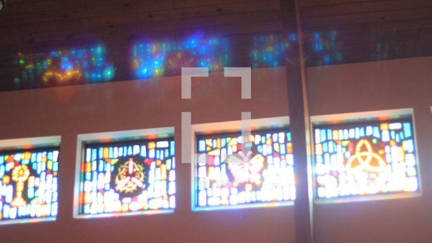 stained glass windows in a church 