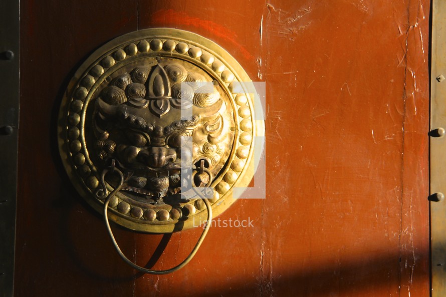 a brass dragon door knob