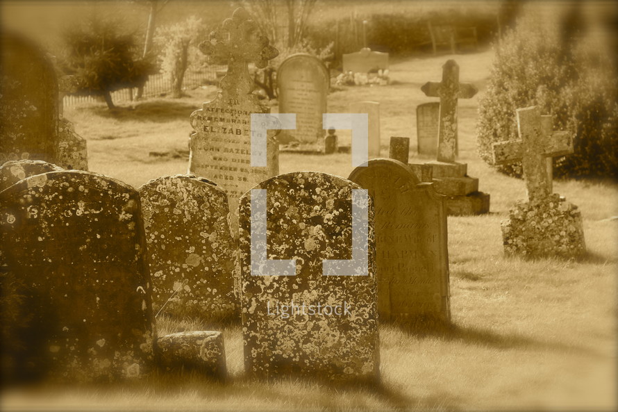 tombstones in a graveyard 