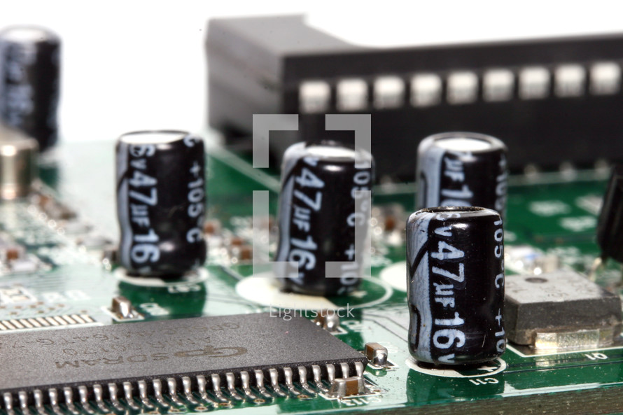 Macro of capacitors on the electronic board