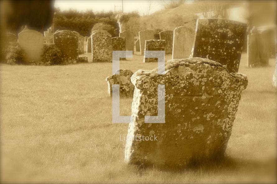 tombstones in a graveyard 