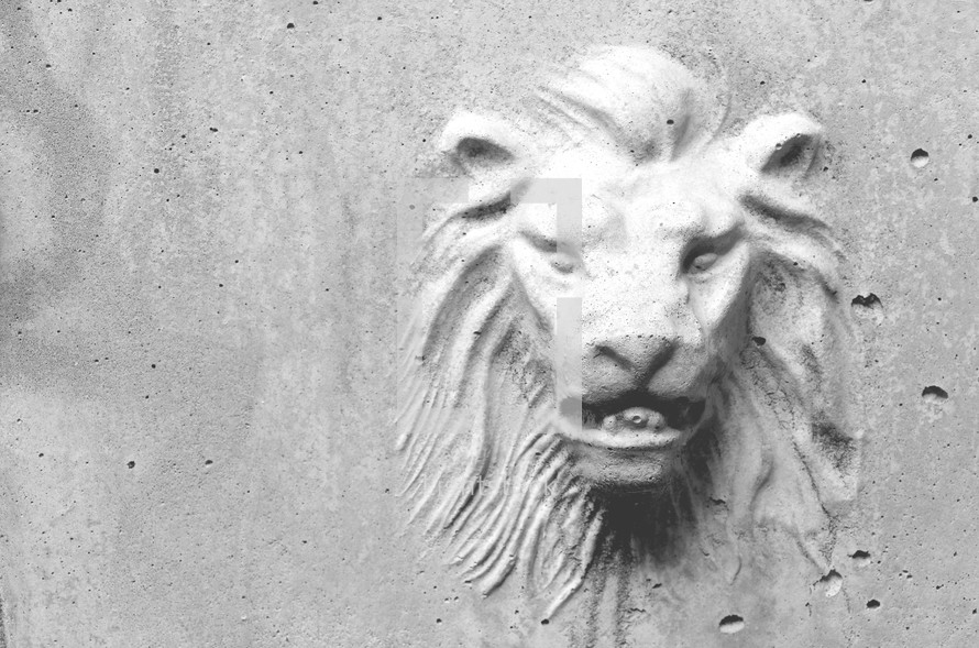 stone carved lion head 