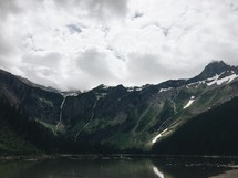 lake and mountains in the clouds 