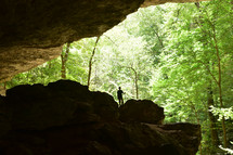 hiking in a cave 