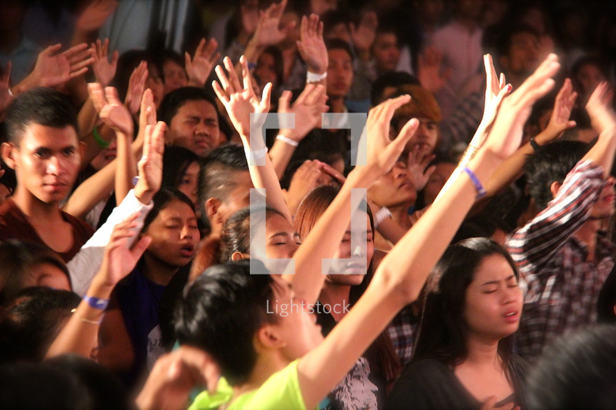 Raised hands in praise and worship to God 