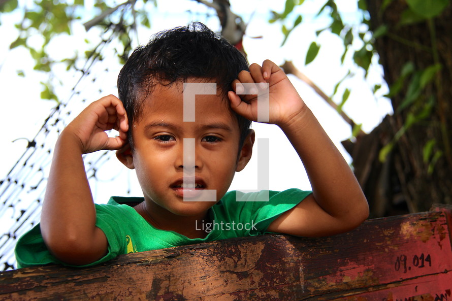 Face of a young Micronesian boy child 
