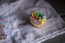 rainbow icing on a cupcake 