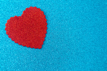 red heart on blue 