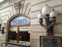 Ticket window at a subway station. 