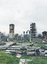 scaffolding on ruins 