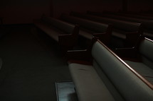 pews in an empty church 