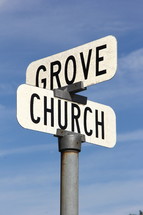 street signs, Grove, Church 