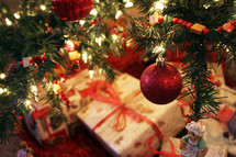 Christmas presents under a Christmas tree 